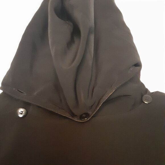 Gallery Overcoat Womens M Black Button Long Vintage Pockets Removable Liner Hood - Picture 8 of 10